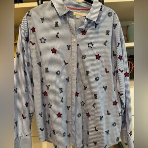 Boden Striped Blue and Red Star Shirt